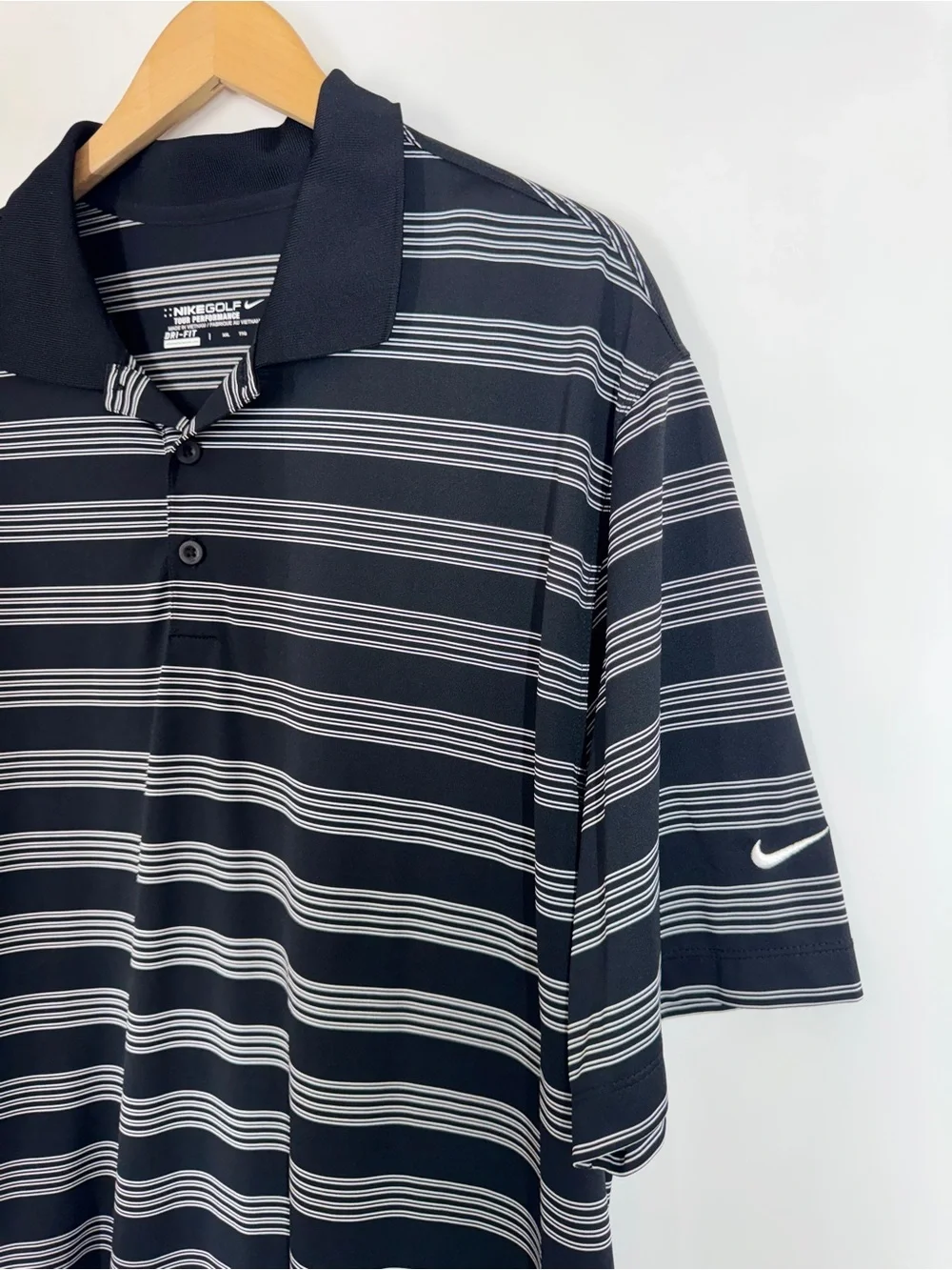 Nike Golf Tour Performance Men Striped Polo Shirt XXL Black Athletic Golf Sporty